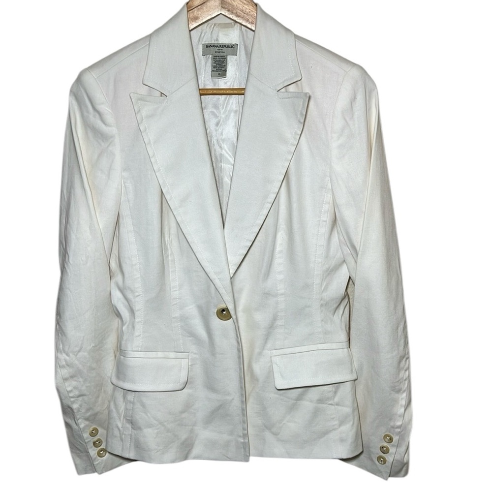 Banana Republic White Single-Button Blazer